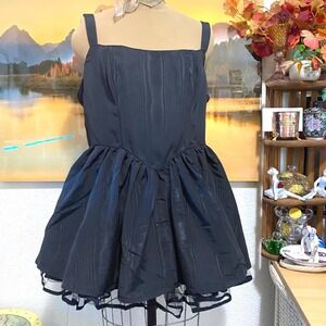 Dolls Kill Sugar Thrillz Mini Dress Coquette Goth Plus 1X Black Corset Moire